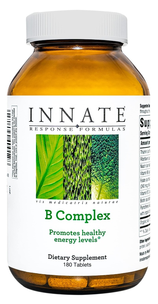 INNATE Response Formulas B Complex - B Vitamin Supplement - Stöder Cellular Energy Production och Metabolism - Vegan, Kosher, Non-GMO Project Verified - Made Without 9 Food Allergens - 180 tabletter