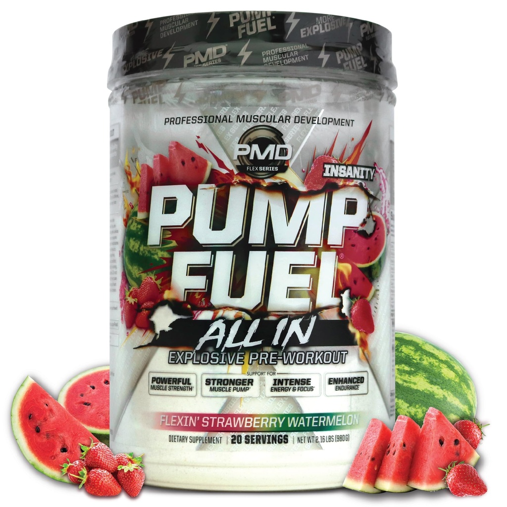 PMD Sports Pump Fuel Kaikki hulluudessa, Ultimate Pre Treout & Lihaspumppu, Maximum Strength Energy, Focus, Endurance & Recovery, Creatiini & Beta Alanine, Flexin