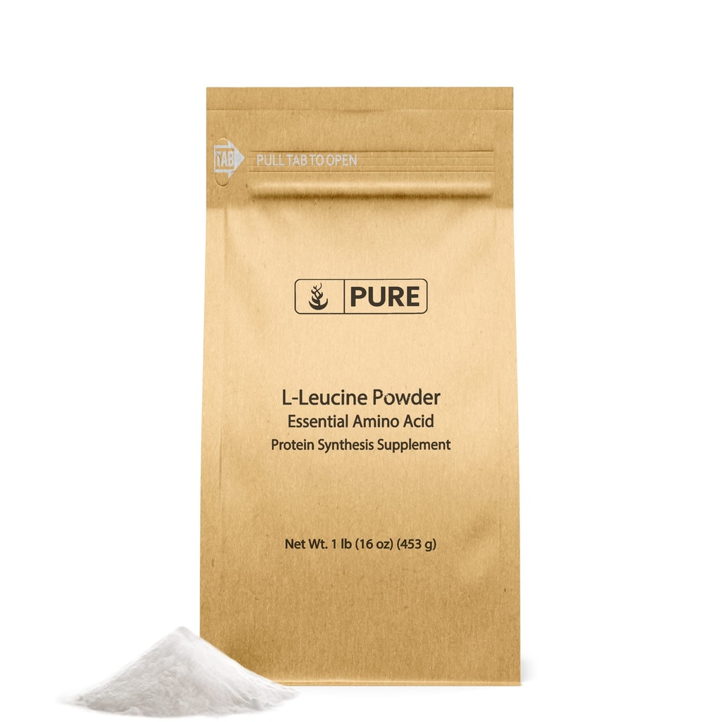 Puhdas alkuperäinen ainesosat L-leusiini (1lb) Jauhe, Essential Amino Acid Supplement, Lab-Varmennettu