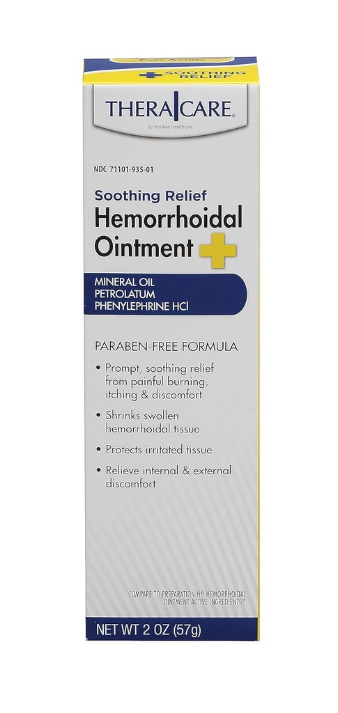 Thera Care Hemorrhoidal Ointment | Soothes Itching och Burning | 1.0 oz | Hemorrhoid Symptom Relief | Fast Acting | Paraben-Free | Applikator ingår
