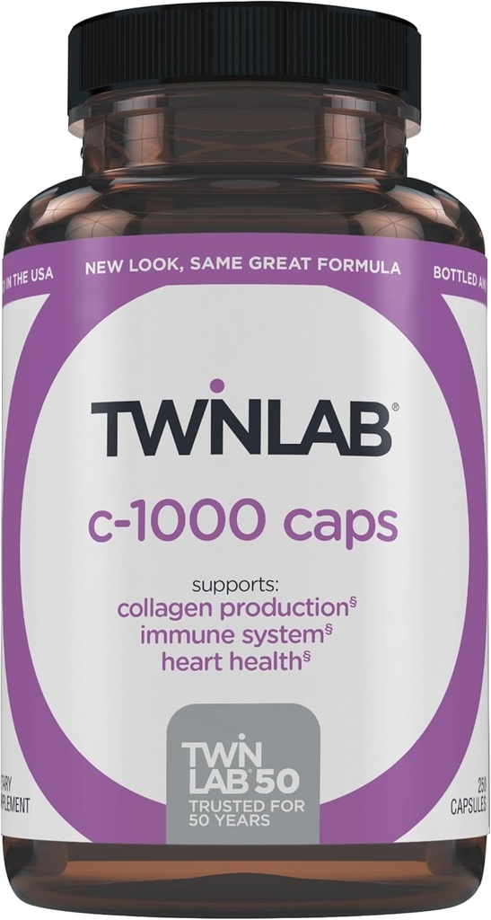 Twinlab C-1000 Caps - Vitamin C Immune Support Supplements för män och kvinnor - 250 kapslar