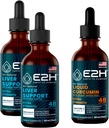 E2H: Maksan tukilisä (2 pakkausta - 4 Fl Oz) ja nestemäinen kurkuma (yksi pullo - 2 Fl Oz)