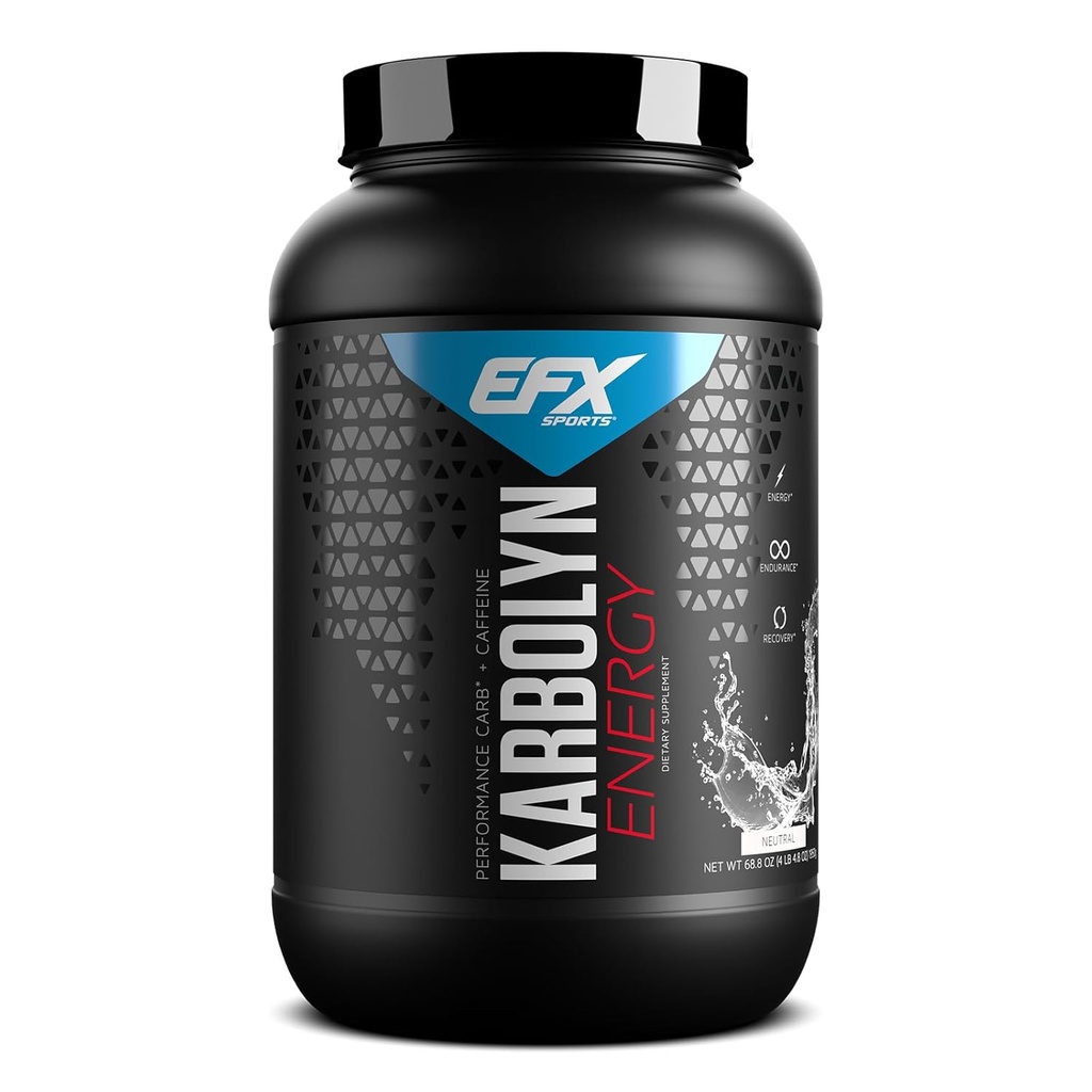 EFX Sports Karbolyn Energy | Prestanda kolhydratpulver + koffein | Carb Load & Energize | 250mg koffein | Sugar Free | 38 portioner (Neutral)