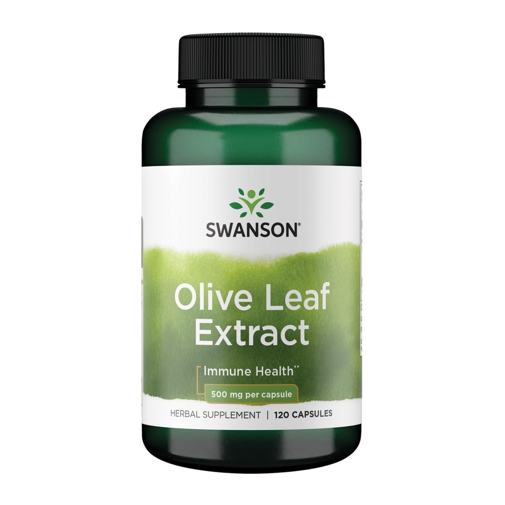 Swanson Olive Leaf Extract kapslar med 20% Oleuropein - Ger immunstöd, främjar hjärt-kärlsystemet hälsa och stöder hälsosamt blodtryck - (120 kapslar, 500mg varje)