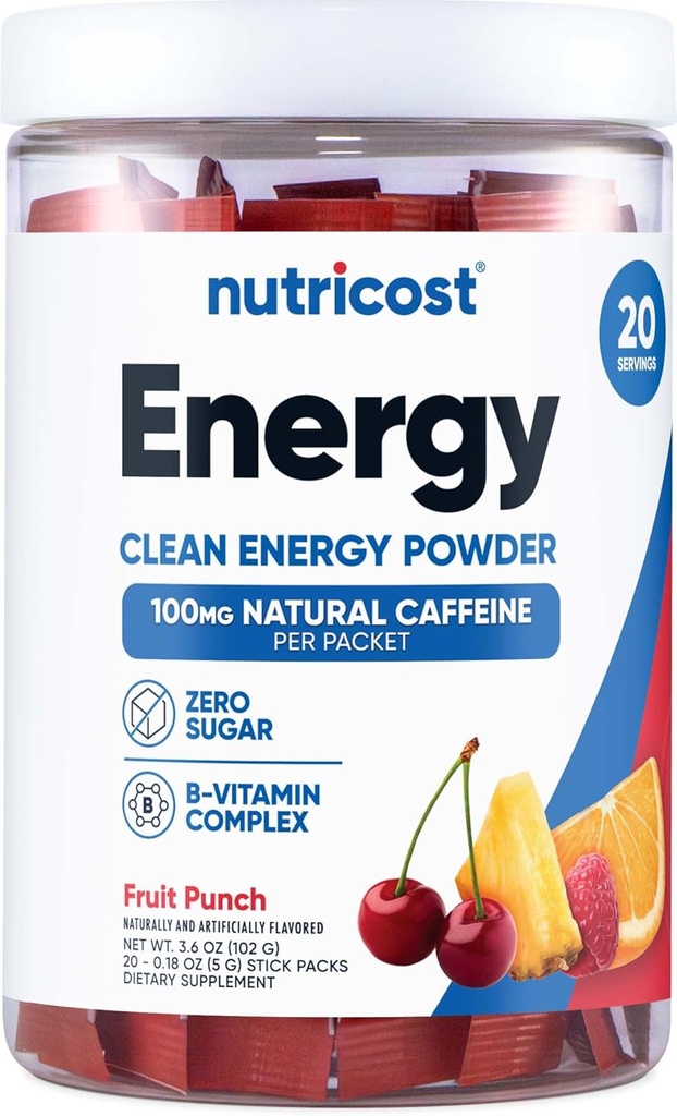 Nutricost Energy Complex Stickpack (20 tarjoilua) Fruit Punch Flavored - Gluteeniton + ei-GMO
