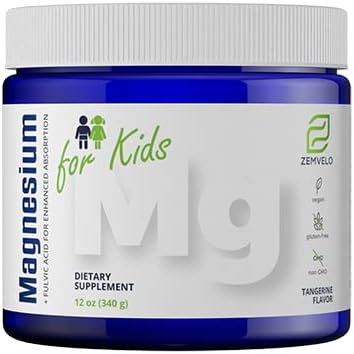 Tangerin smak Magnesium pulver tillskott för barn | Kosttillskott för barn | Tillväxt och utveckling | Balanserat humör | Sömnstöd | Magnesium för barn | Lägg bara till vatten