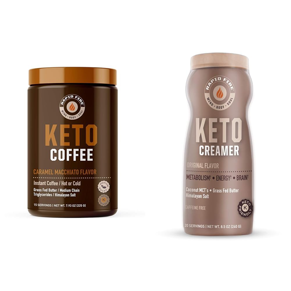 Nopea palo Ketogeeninen kahvi Mix Caramel Macchiato MCT Creamer, tukee aineenvaihduntaa, laihtuminen, Keto ruokavalio, 7.93 ja 8,5 Ounces
