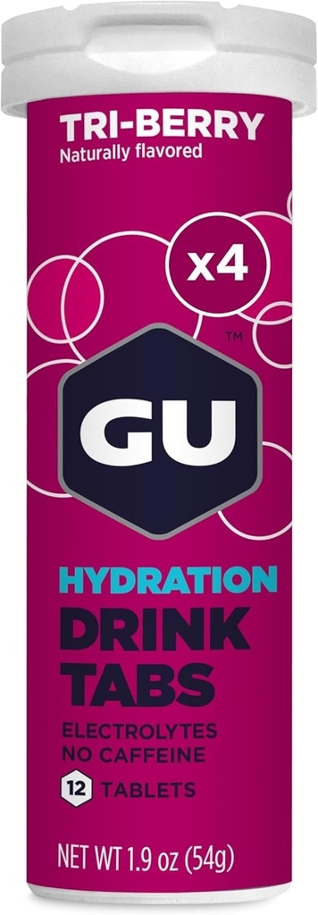 GU Energy Hydration Electrolyte Drink Tabletit, Endurance Sports Drink Running, Pyöräily, Triathlon, 4- Count (48 tarjoilua), Tri-Berry