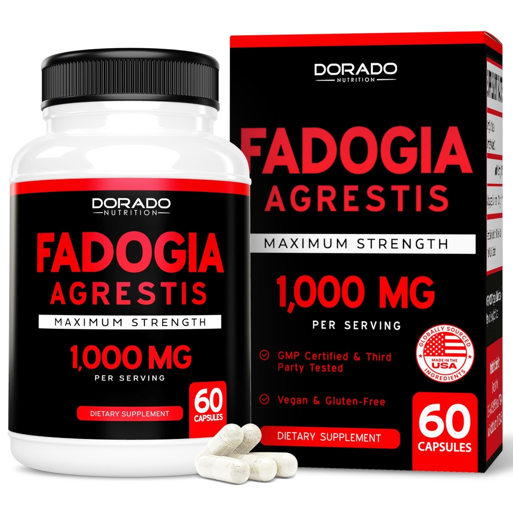 Fadogia Agrestis Extract 1000mg per portion - [Maximum Strength] - Styrka, Drive, Athletic Performance, Muscle Mass - Third Party Tested - Zero Fillers - Gluten Free, Non-GMO, Vegan Capsules