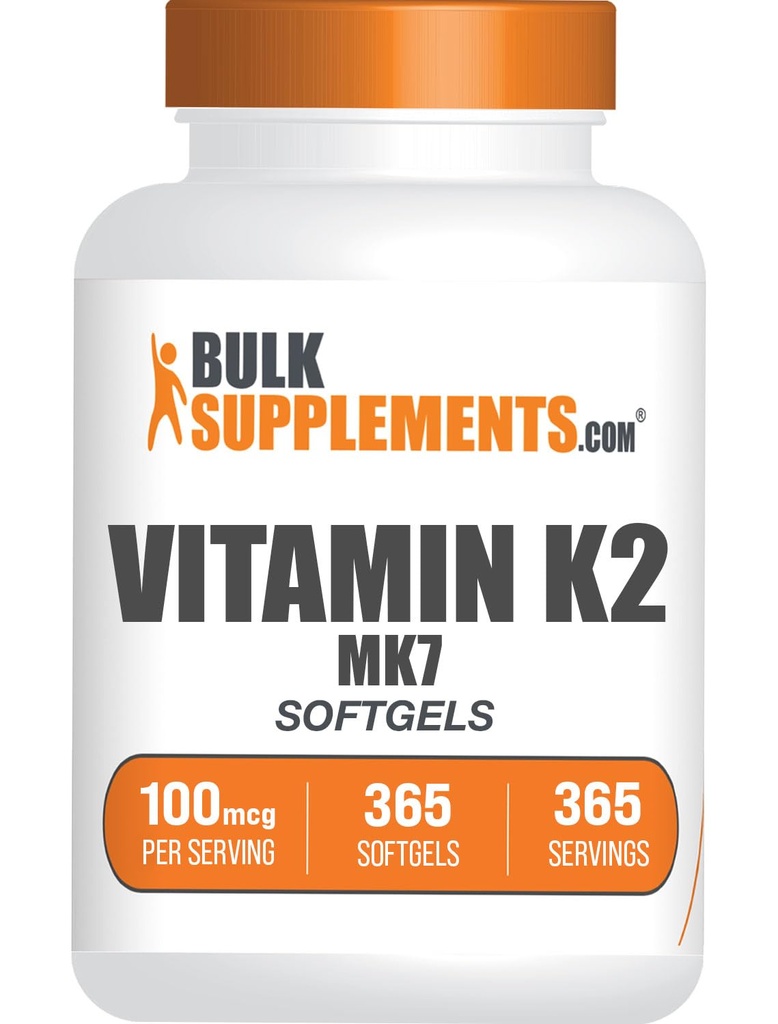 BulkSupplements.com K2-vitamiinia Softgels - K2-vitamiinia MK7, vitamiini täydentää - Gluteeniton, 1 Softgel per tarjoilu, 365 Count (pakkaus 1)