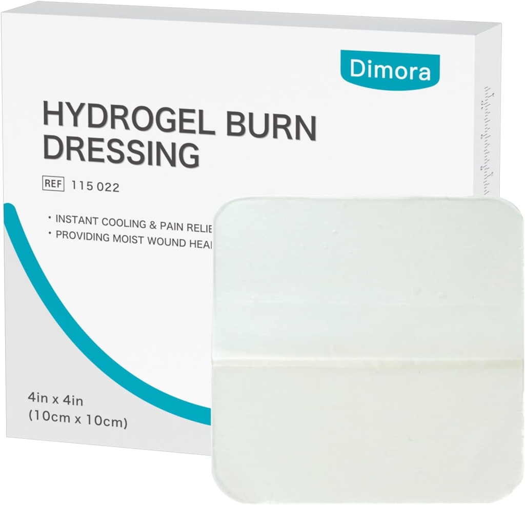 Dimora Hydrogel Burn pukeutuminen 4" x 4" - Polttaa ja haava pukeutua Instant jäähdytys helpotus pienille Burns & Wounds, rauhoittava Kosteus Burn Pads varten 1.-2. Degree Burns, Viillot, Abrasions(10 Count)