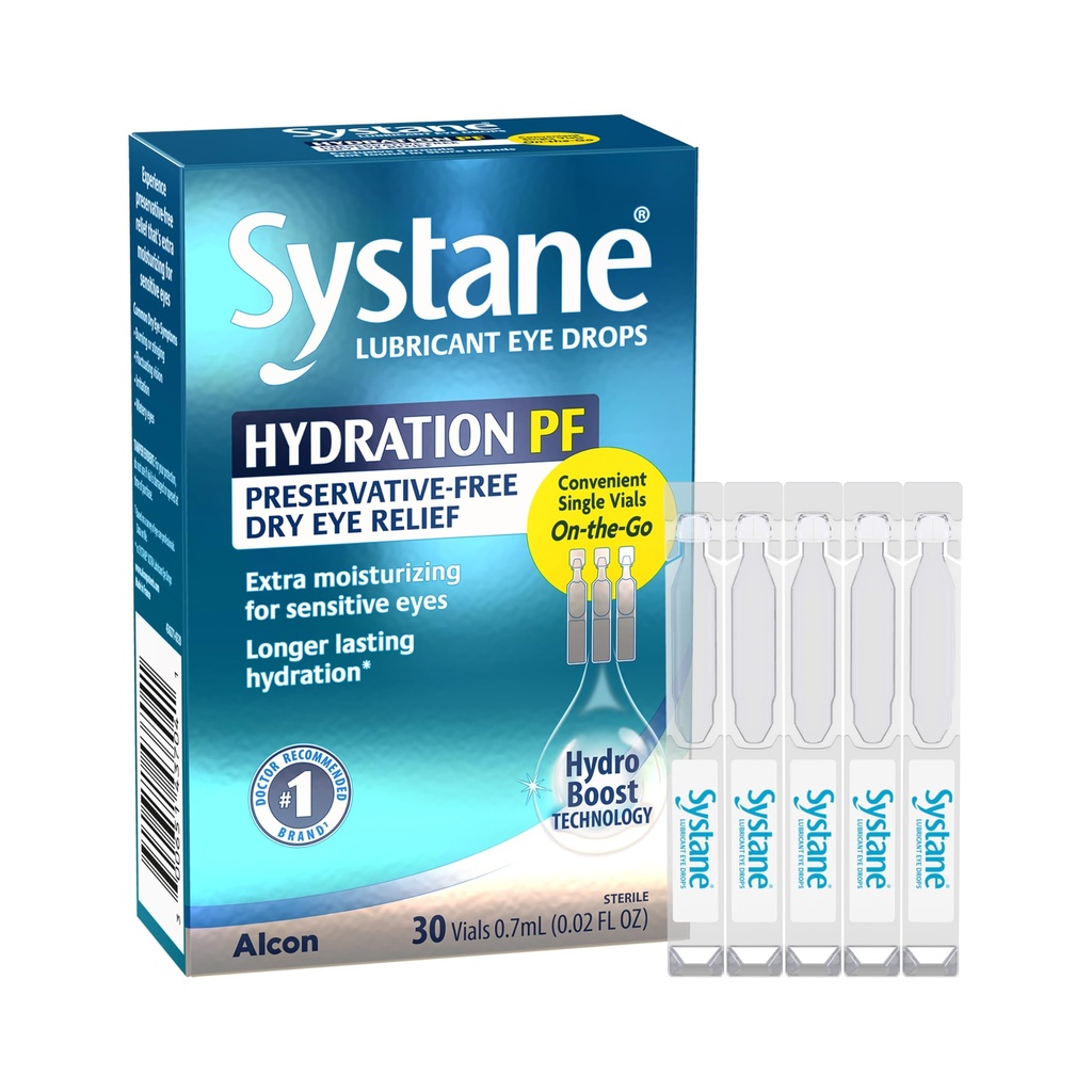 Alcon Hydration Säilöntävapaat silmätipat, läpinäkyvä, 0,7 ml, 30