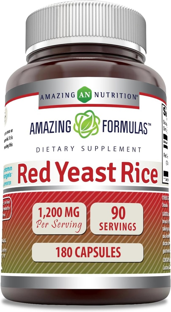 Fantastiska Formler Red Yeast Rice 1200mg Per Serving Capsules Supplement | Non-GMO | Gluten Free | Made in USA (180 Count)
