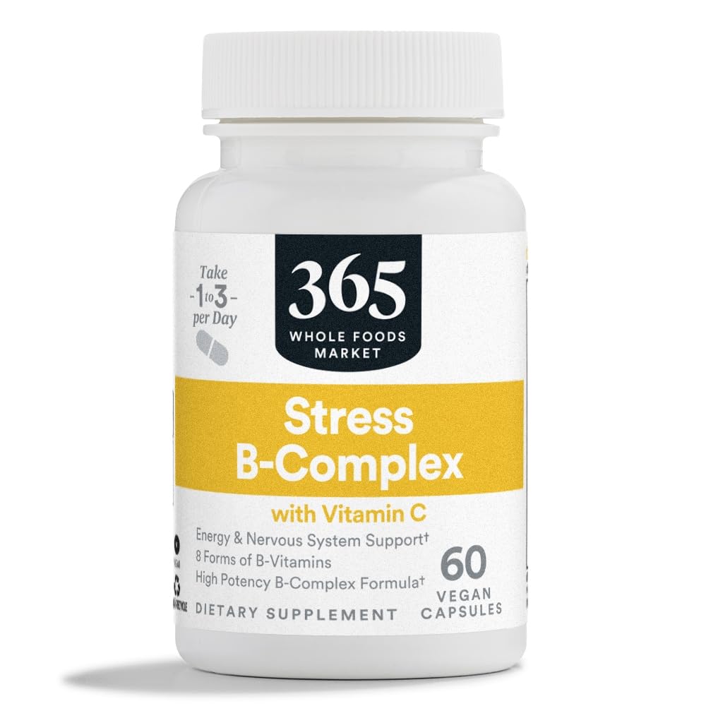 365 by Whole Foods Market, Stressi B-Complex with C-vitamiini, energia- ja hermostotuki, vegaaninen, 60 kapselia