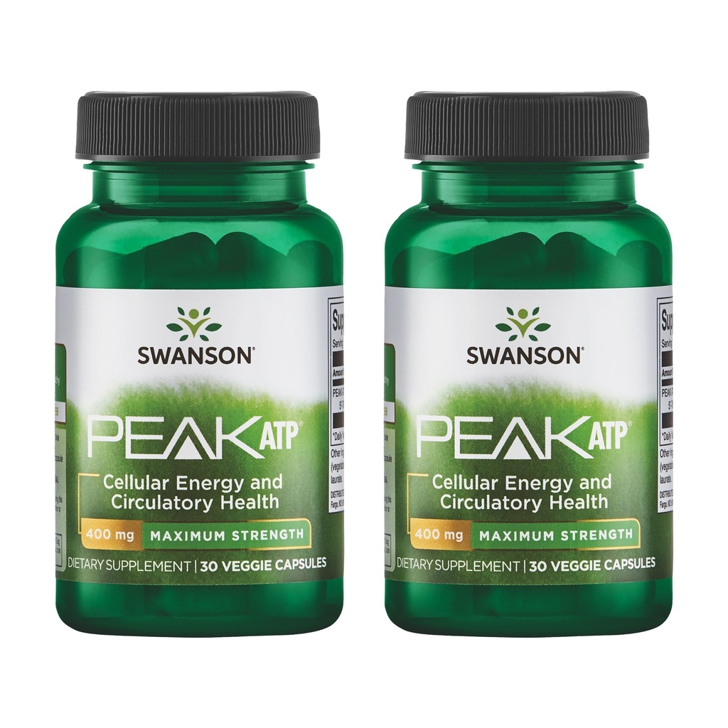 Swanson Maximum Strength Peak ATP-luonnollinen täydentää edistää solun energia-tuki-tuki fyysisen suorituskyvyn ja edistää tervettä veren virtaus tukea-(30 kasviskapselit, 400 mg Each) 2 pakkaus