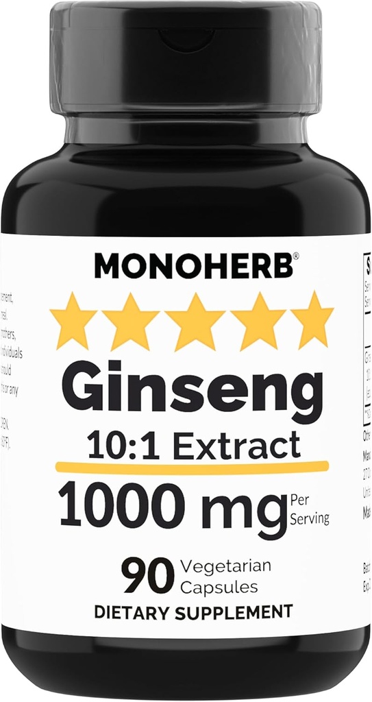 MONOHERB Ginseng Extract 1000 mg - 90 kasvissyöjän kapselit