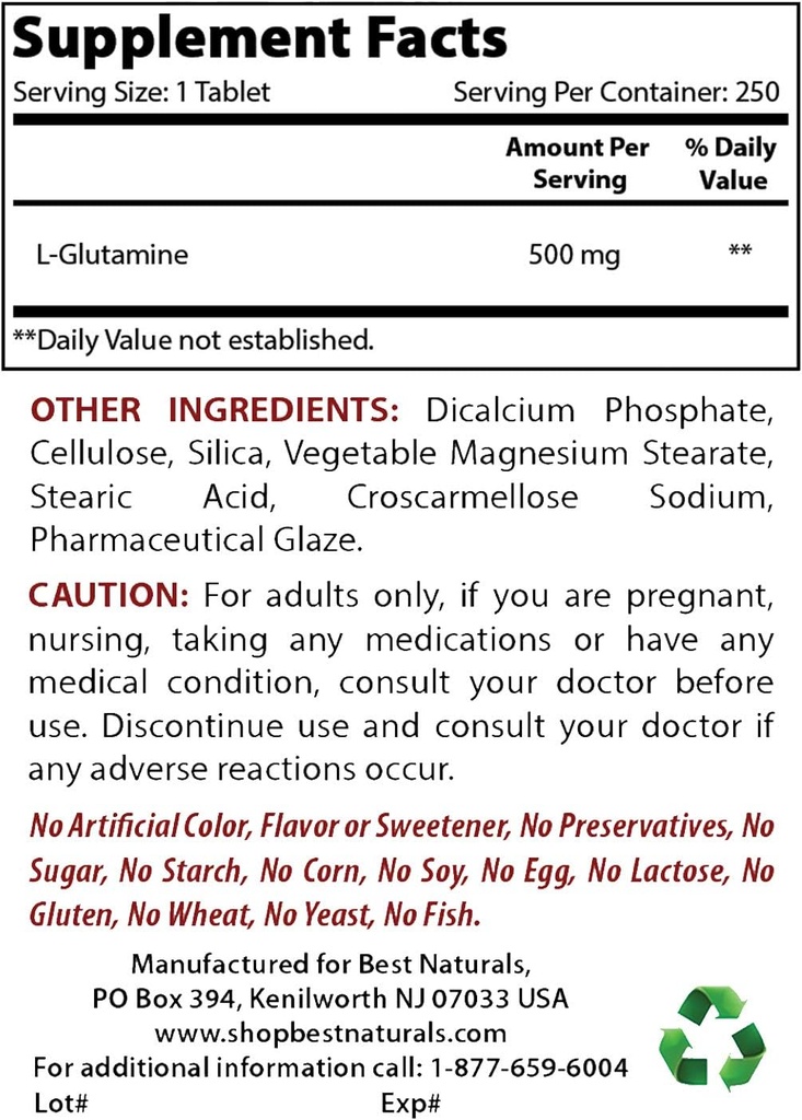 Best Naturals L-glutamiini 500 mg & L-sitrulliini 1500 mg