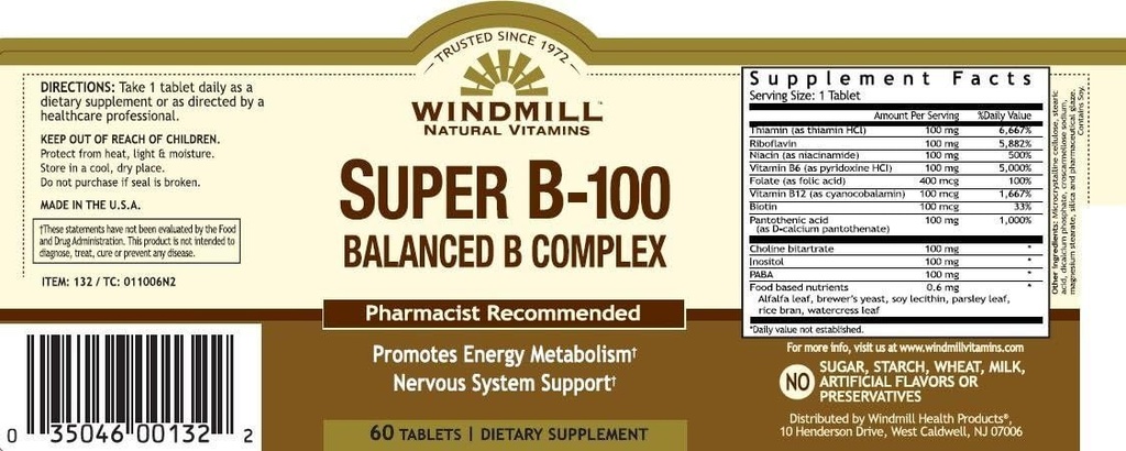 B-100-vitamiini COMPLEX TAB WMILL Koko: 60