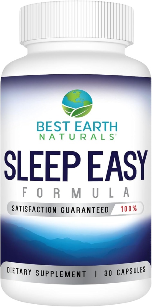 Best Earth Naturals Sleep Easy Supplement L-Theanine, GABA, 5-HTP ja enemmän 30
