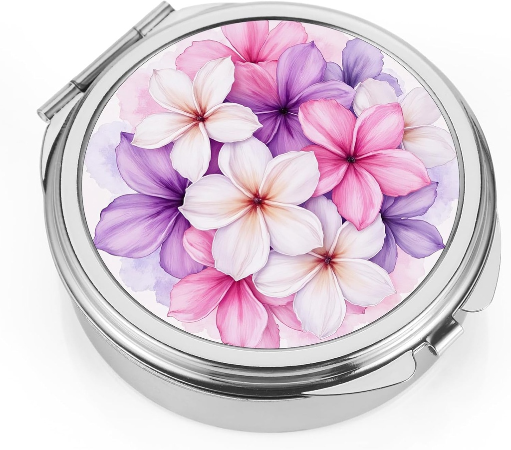 Dynippy pilleri tapauksessa pillerilaatikko peili tasku 3 Osasto Lääketiede Asia Vitamiini pilleri Organizer taskulaukku ja matka (Round, Silver-bloomBurst)