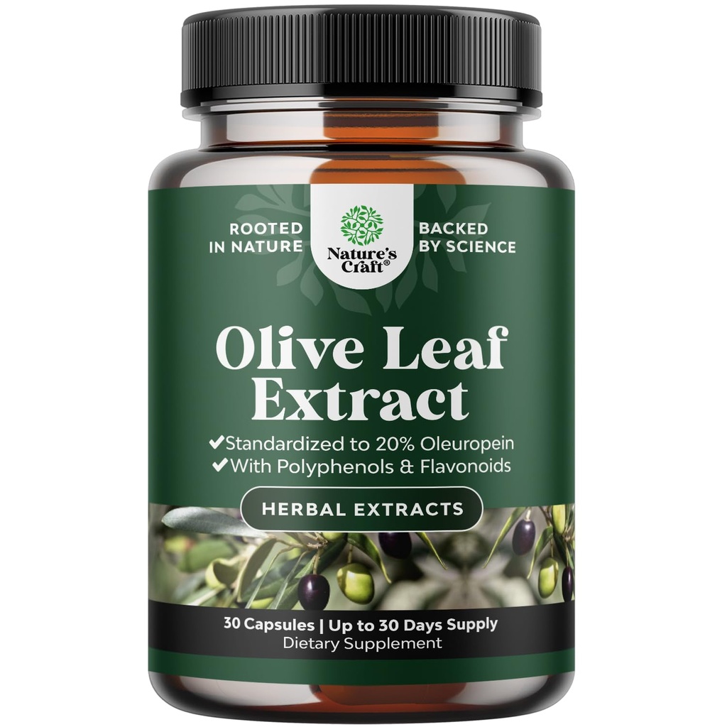 Potent Olive Leaf Extract kapselit - Korkea vahvuus Antioksidantti täydennysosa puhdasta Olive Leaf 20% Oleuropein - Kasviperäisen Heart Health Supplement - Vegaani ei-GMO & Gluteeniton (1 kuukausi tarjonta)