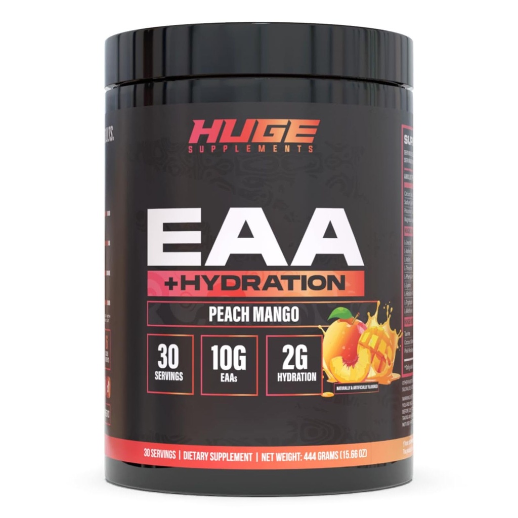 Valtava EAA-liite, suurin annosteltu Essential Amino Acid Powder, 12,8g EAA & 8g BCAAs per Serving, Lihaksen kasvu, Recovery & Performance (Peach Mango)