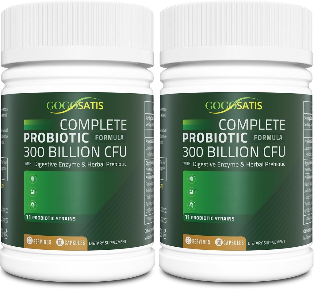 Probiootit naisille ja miehille, 300 miljardia PMY 11 kanta, Acidophilus Probiotic Supplement with Organic Herbal & Digestive Enzymes Skill Stable for Digestion & Immuunituki 120