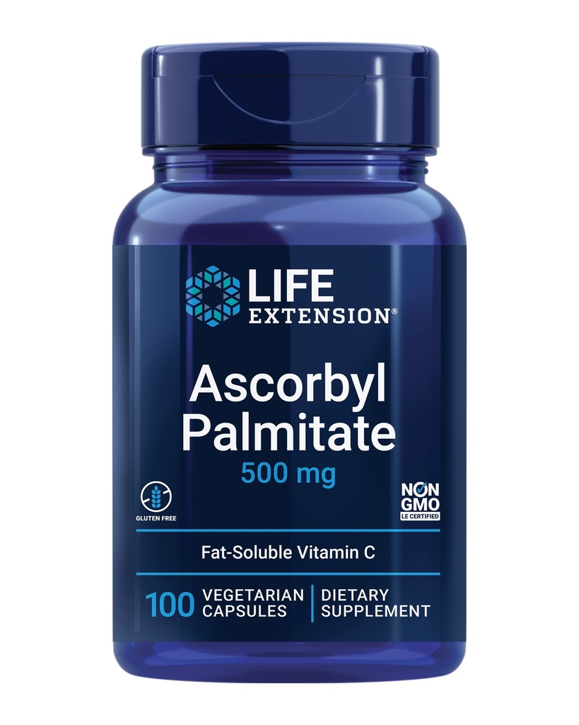 Life Extension Ascorbyl Palmitate 500 mg ... Rasva- liuoksella C- vitamiinin lisä immuunitukea ja pitkäikäisyyttä varten...