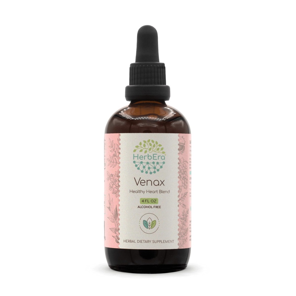 HerbEra Venax B120 Alkoholiton uute Tincture, väkevää nestemäistä tippaa: Teurastajan luuta juuri, Hevosen Kastanjanpähkinä pähkinöitä, Rosemary Leaf, Prickly Ash Bark, Bilberry Leaf, Grape Seed. Kivijuuri. 4 Oz