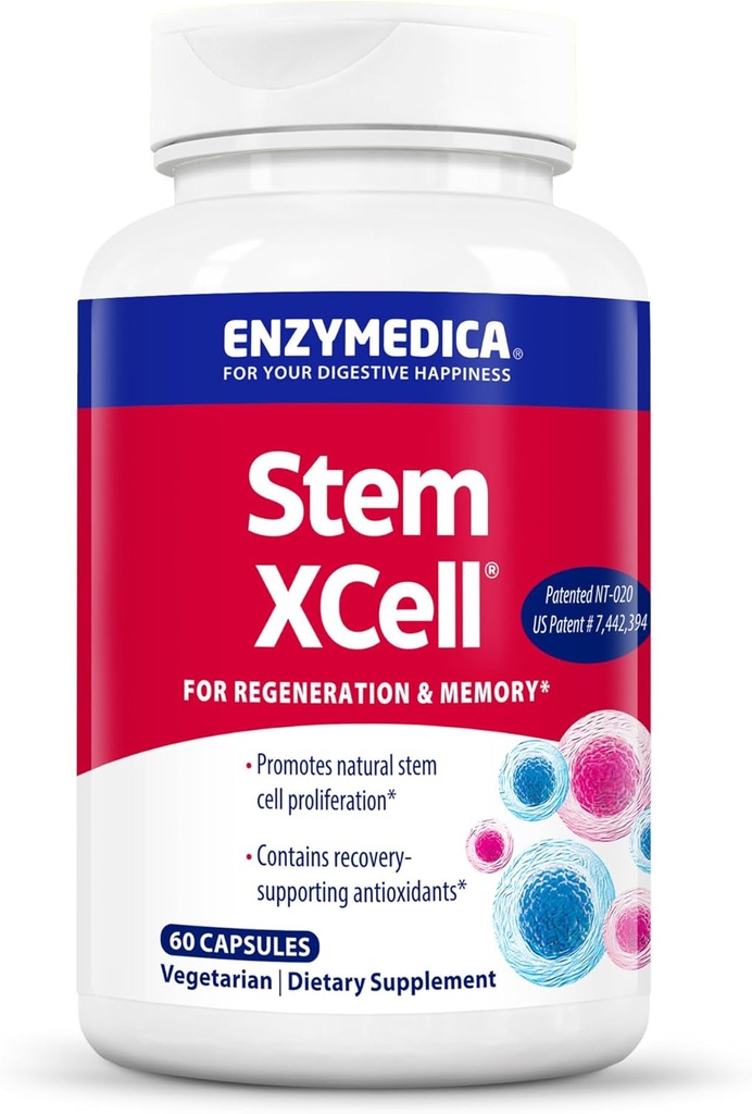 Enzymedica, Stem XCell, Enzyme ja antioksidantti tuki aivoille ja soluille, 60 kapselia