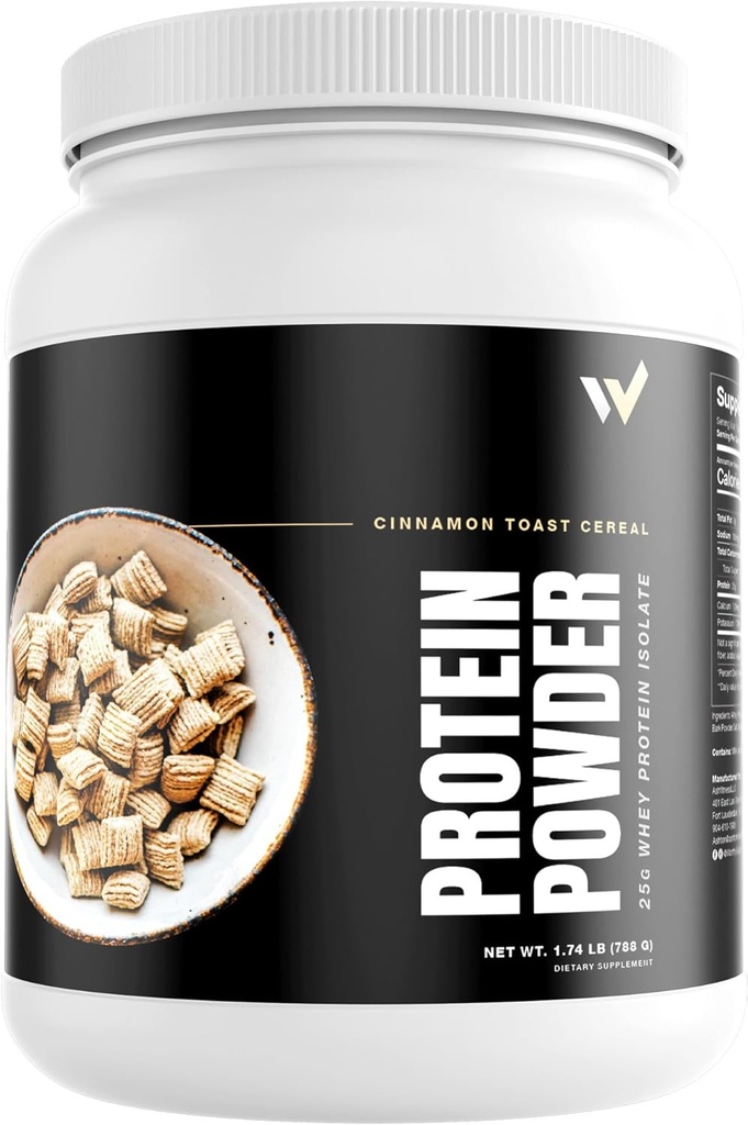 Whey Protein Isolate Powder av Ashton Hall - Premium Cinnamon Toast Cereal Flavor - Low-Carb, High-Protein Shake för muskeltillväxt och återhämtning, packad med 25 g Whey Protein per Scoop