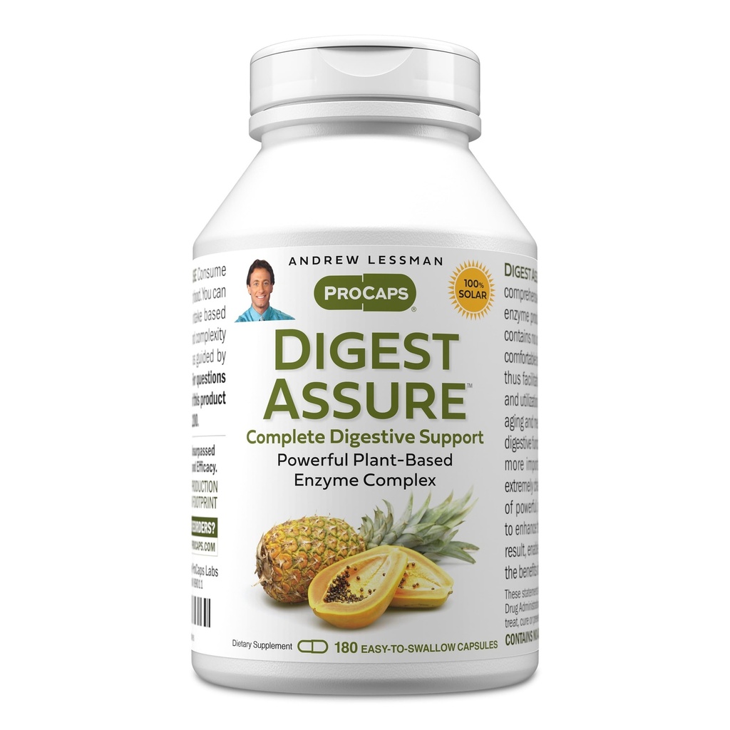 ANDREW LESSMAN Digest Assure 180 kapselia - Kattava Blend of Powerful Natural Enzymes tukea ja parantaa digestiivisen terveyden, kasvissyöjä-lähde Enzymes, pieni helppo niellä kapselit