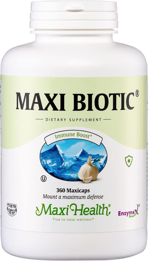 Maxi Health - Maxi Biotic Aged Valkosipuliuutekapselit (360 Count) ... Kyolivalkosipulia Spirulan, Echinacean, Oreganon ja Enzymaxin kanssa...