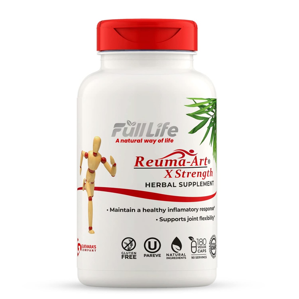 Full Life Reuma-Art X Styrka - 400 mg Herbal Supplements - Stöder gemensam flexibilitet - 180 Veggie kapslar