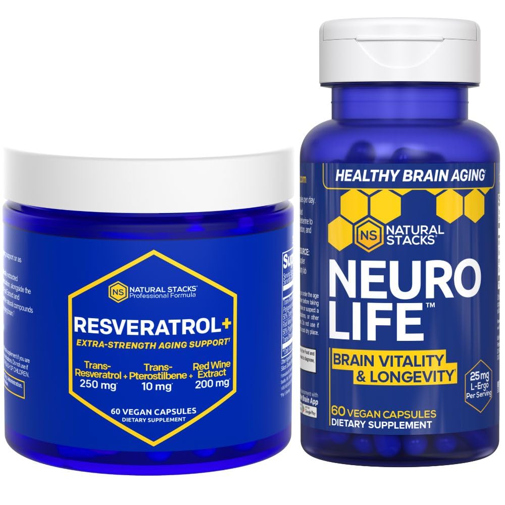 NeuroLife & Resveratrol lisäosa Bundle - tukee pitkäikäisyys & aivojen ikääntyminen* - 120 Kapselit yhteensä