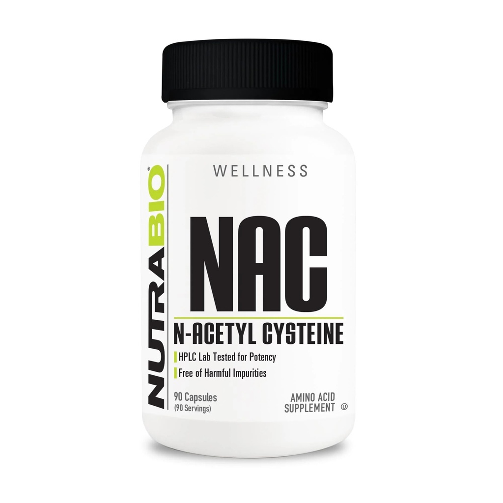 NutraBio N-Acetyl Cysteine Supplement (NAC) - 90 kapslar, 600mg Varje - Kraftfull Anti-Oxidant - Immune Support - Boost Glutathione