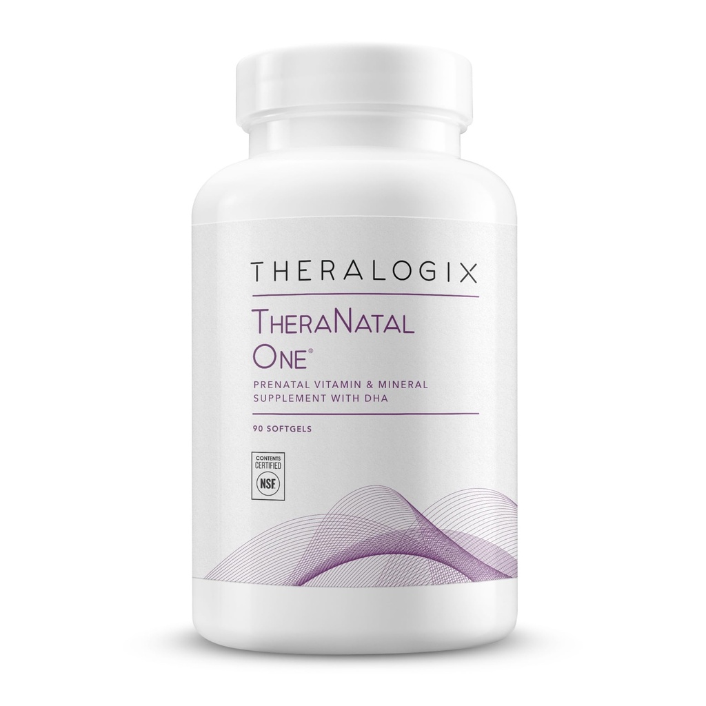 Theralogix TheraNatal One Prenatal - 90-päivän tarjonta - Prenataalinen monivitamiini DHA, D3-vitamiini, Methylated Folate, Silitysrauta & enemmän tukea terveellinen raskaus* - NSF Certified - 90 Softgels