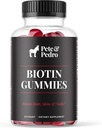 Pete & Pedro BIOTIN Gummies for Hair, Skin & Nails Growth for Women & Men |Hair Grow Supplement for Stronger Skin, & Nails | Cherry Biotin Gummy 5000mcg Per Serving | Sett på Shark Tank, 60 Count