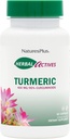 Natures Plus Herbal Actives Kurkuma - 400 mg, 95% Kurkuma, 60 vegaanista kapselia - Kasvissyöjä, Gluteeniton - 60 tarjoilua