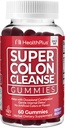 Health Plus Super Colon Cleanse Gummies 15 päivän tarjonta hellä yön yli Relief satunnaisesta ummetus, Natural Senna Leaf Extract, ravintolisä, sekoitettu Berry Flavor, 60 kreivi