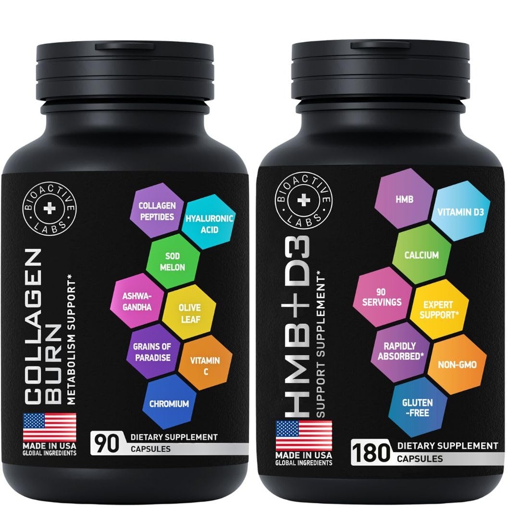 Termogeeninen Multi Collagen Burn ja HMB D3 täydentää - Fitness ja painon menetys Bundle