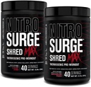 Jacked Factory Nitrosurge Shred Max Preworkout - High-Performance Thermogenic Pre Workout Powder med L Citrulline, Acetyl L Carnitine, organisk koffein - 80 portioner, Cherry Bomb & Watermelon Peach
