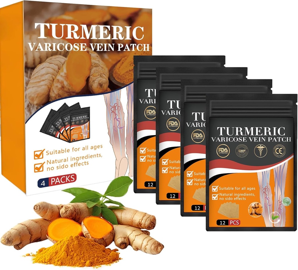 1 Box Furzero Turmeric Varicose Vein Patch - 2024 New Turmeric Vein Patches, luonnollisesti lievittää suonikohjuja jalat ja hämähäkit