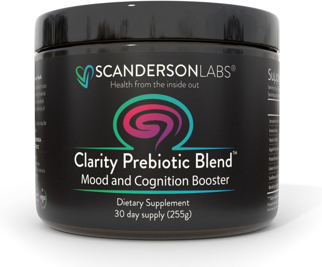 Clarity Prebiotic Blend ... Optimoi Gut and Moodia Gut-Brain-akselin kautta... yhden kuukauden toimitus... Helppokäyttöinen, yksi Scoop sekoittaa nesteeseen tai ruokaan...