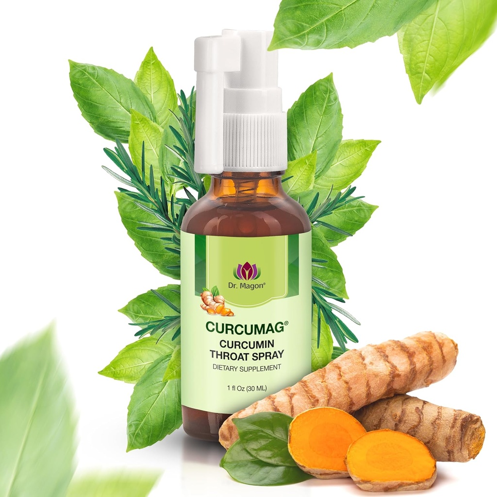 Naturlig gurkmeja Curcumin Throat Spray av Dr Magon, Throat Calm, Soothing Throat Spray, Immune Support, Extra Strength UC3 Clear Curcuma Longa Dry Extract, 1 Fluid Oz