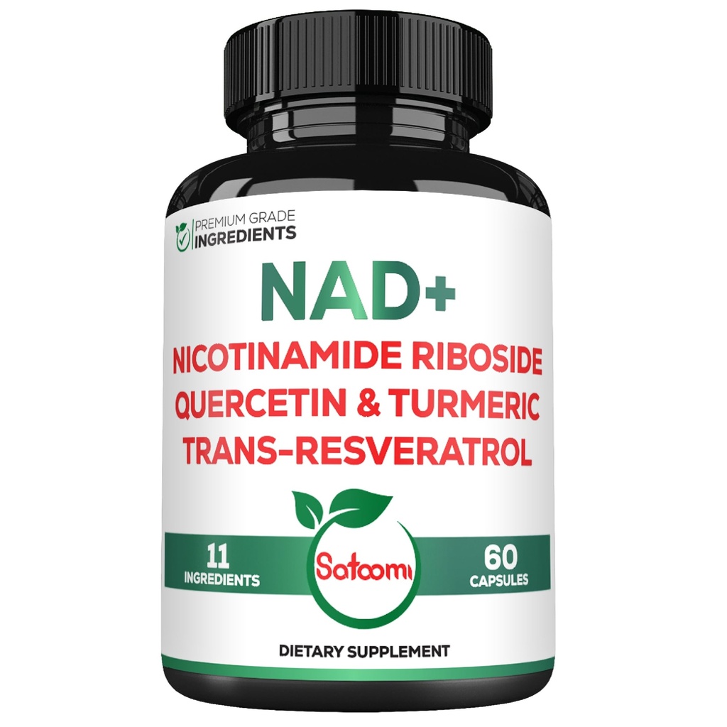 Satomi NAD täydentää naisille - NAD Nikotinamidi Ribosidi Resveratrol 900 mg, Quercetin, Turmeric, Astragalus, Ginseng, D3-vitamiini C-60