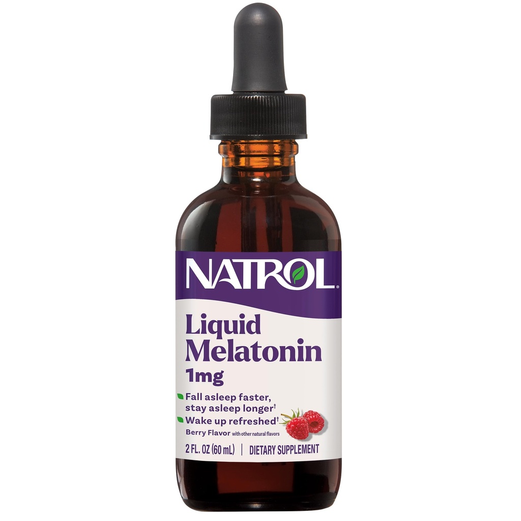 Natrol Liquid Melatoniini 1 mg, aikuisen melatoniinin lisäosa Fall Asseep Nopeammin ja pysyä nukkua pidempään, herätä virkistynyt, 2 FL OZ Berry-Flavored Liquid, 15 tarjoilua