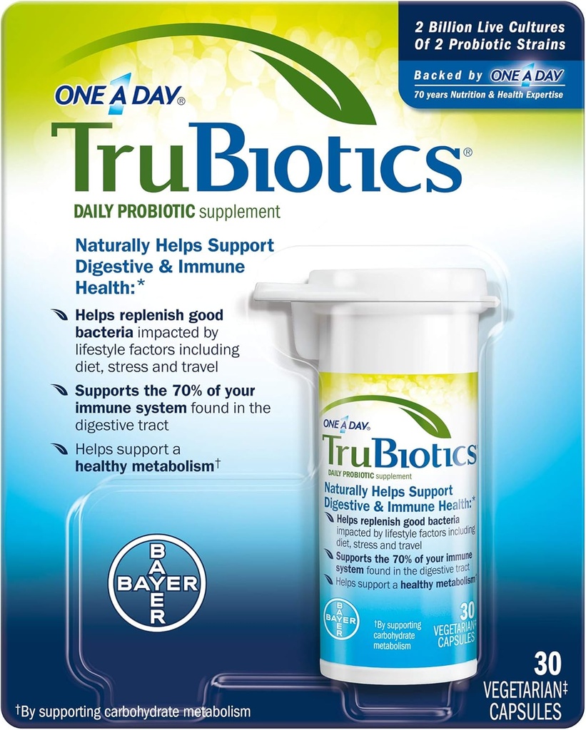 TruBiotics Daily Probiotic 30 kapselia - gluteeniton, soijaton digestiivinen + immuuniterveyden tuki täydentää miesten ja naisten (paketti 3)