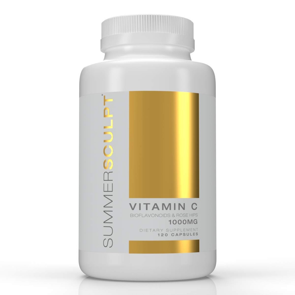 Vitamin C 1000 mg Daily Immune Support med Rose HIPS & Citrus Bioflavonoids Hälsosam hud och gemensamma Buffered Non-GMO Non Acidic, 120 kapslar