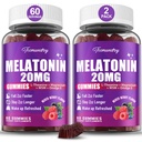 Melatoniini Gummies 20 mg aikuisille - Maximum Strength Melatoniini Gummies kanssa L-Theanine, Magnesium, Omega-3, MSM, D3 & Sinkki - ei-Habittinen Forming, Vegan, Non GMO, Natural Mixed Berry Flavor